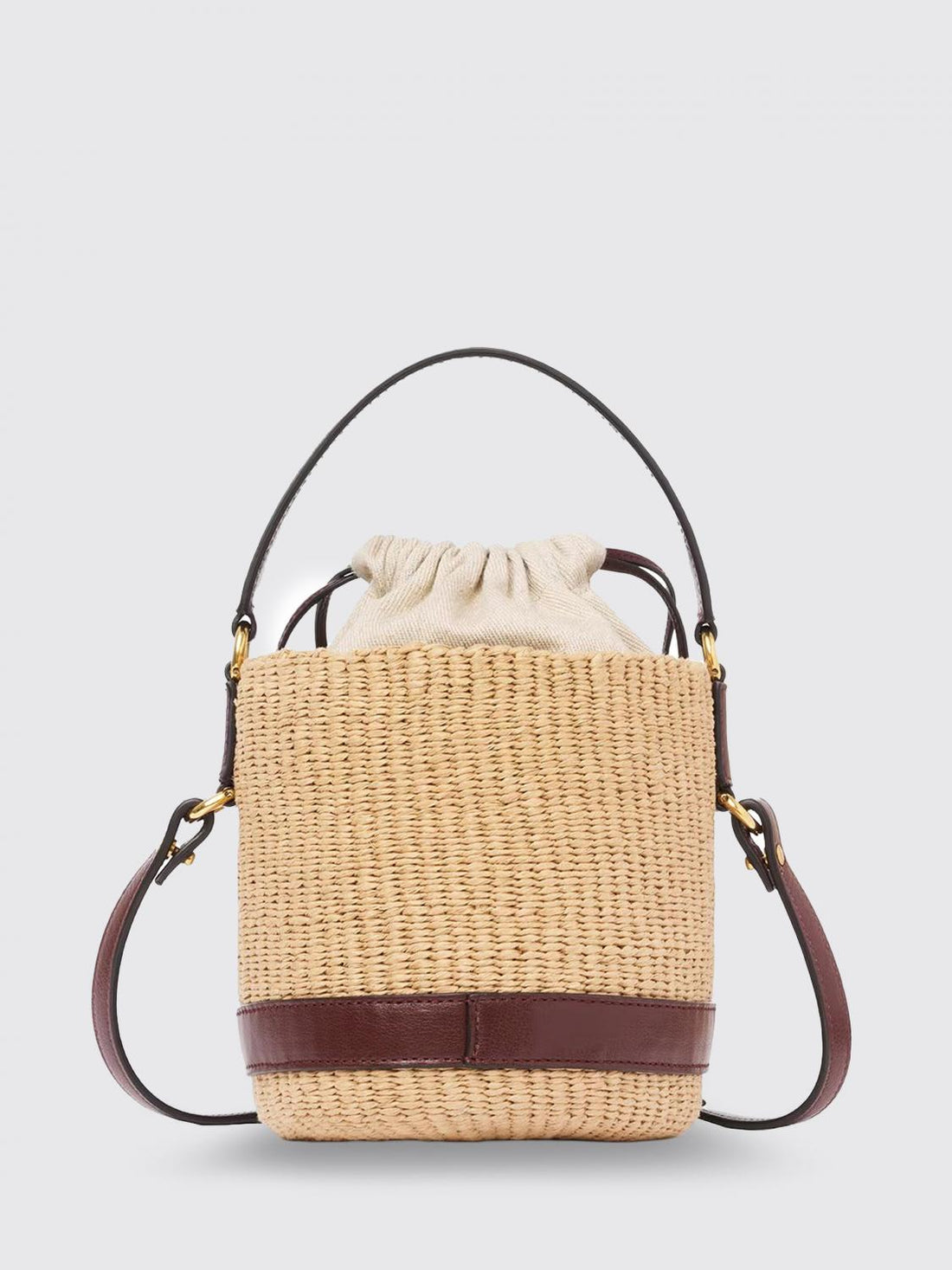 CHLOÉ OS charms raffia and leather bucket bag chloé