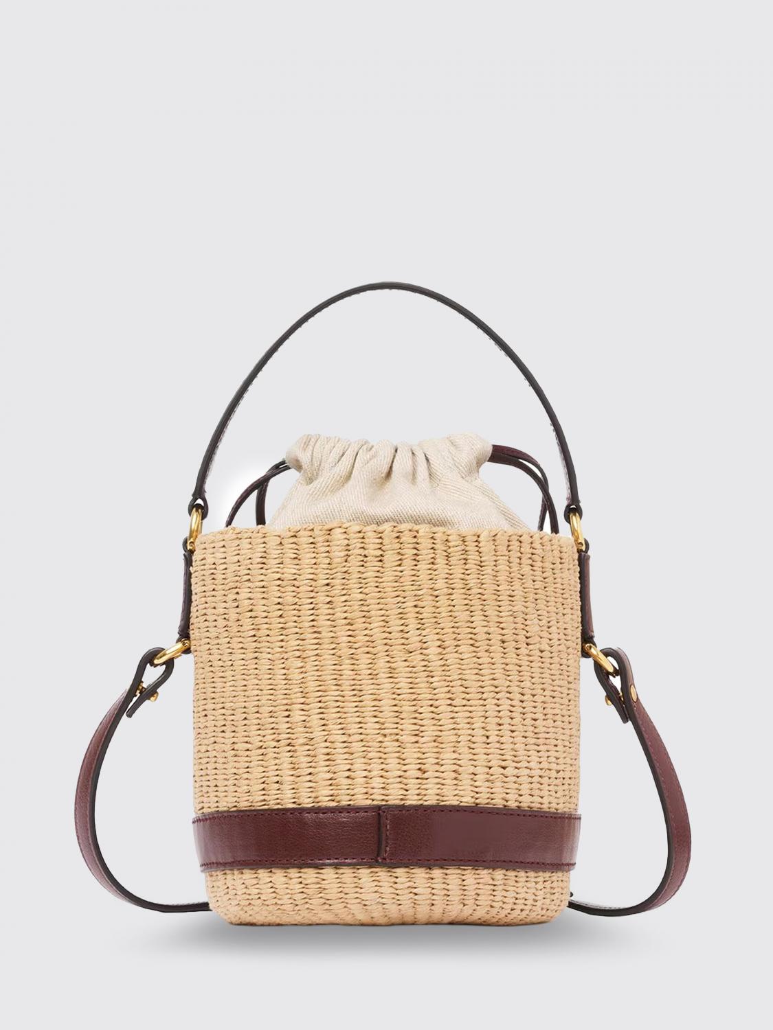 charms raffia and leather bucket bag chloé