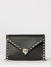 rockstud grained leather clutch