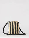 striped crochet raffia bucket bag