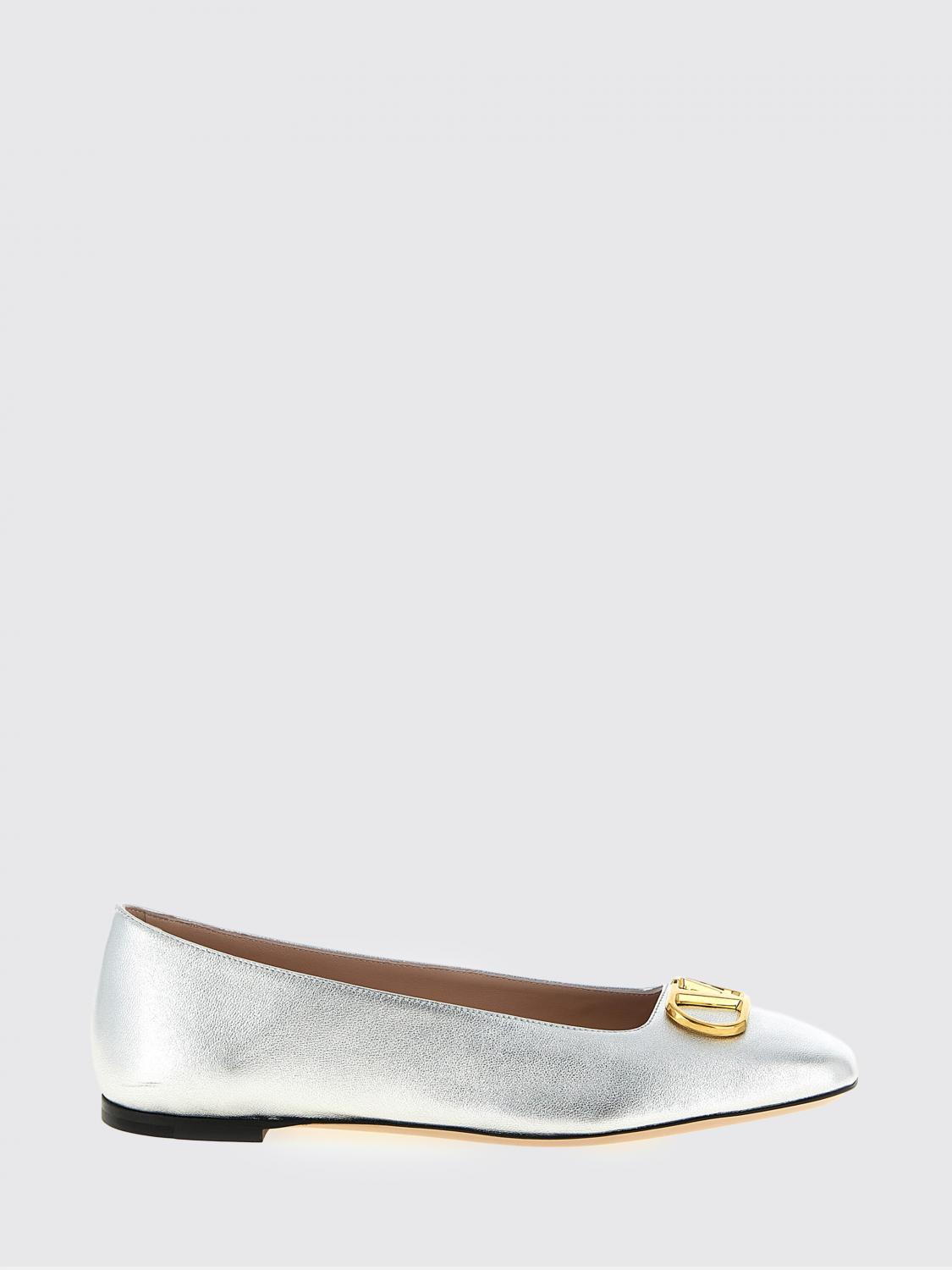 vlogo signature laminated leather ballerina flats