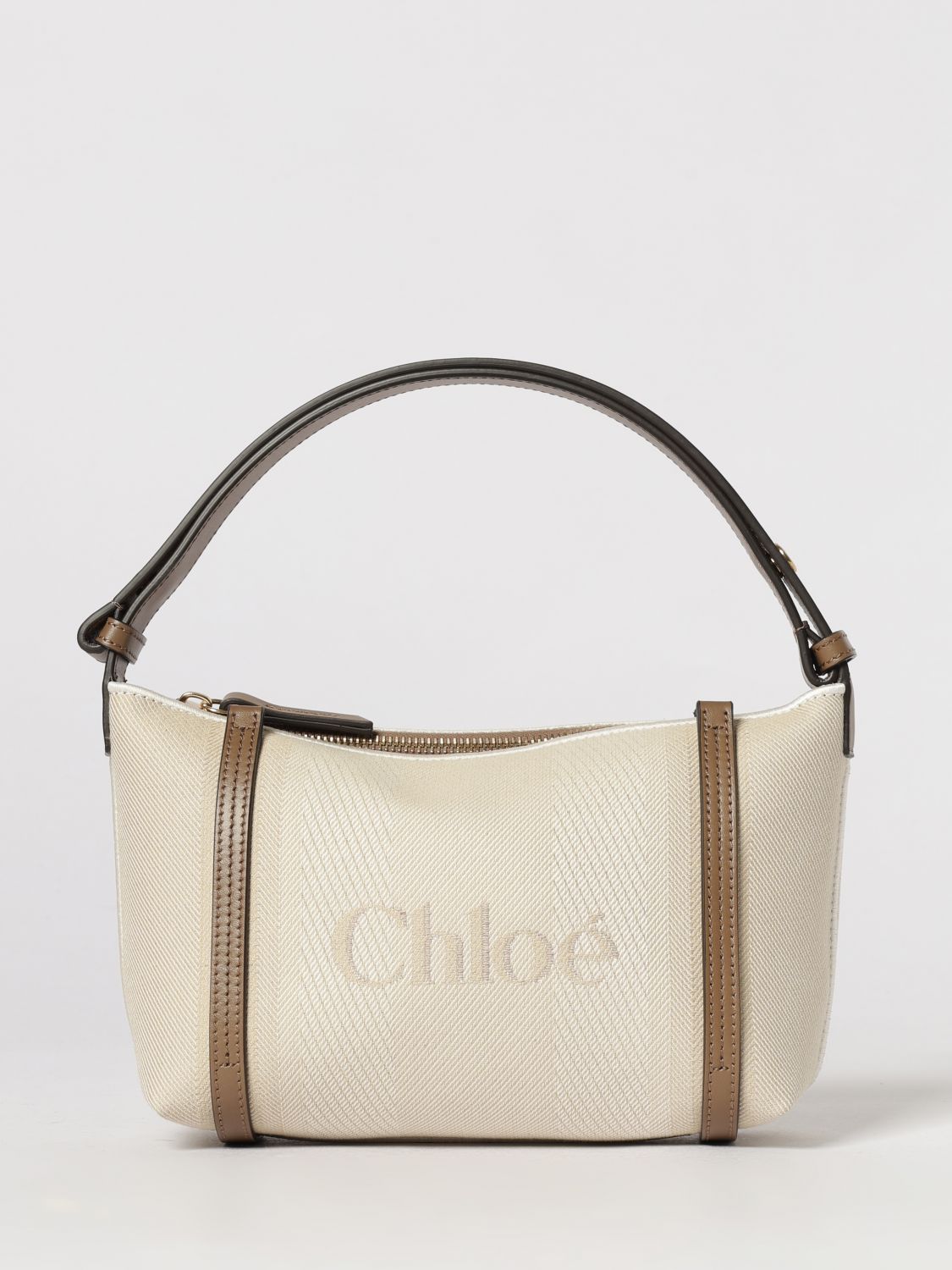chloé carry cotton bag with jacquard logo