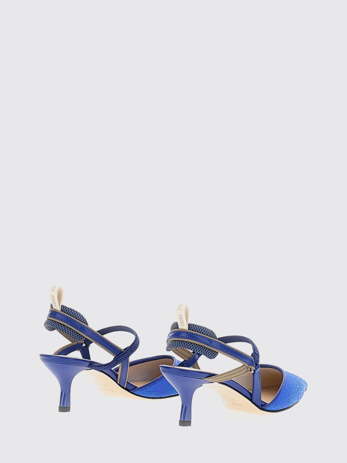 colibrì lite leather and fabric slingback with floral motif