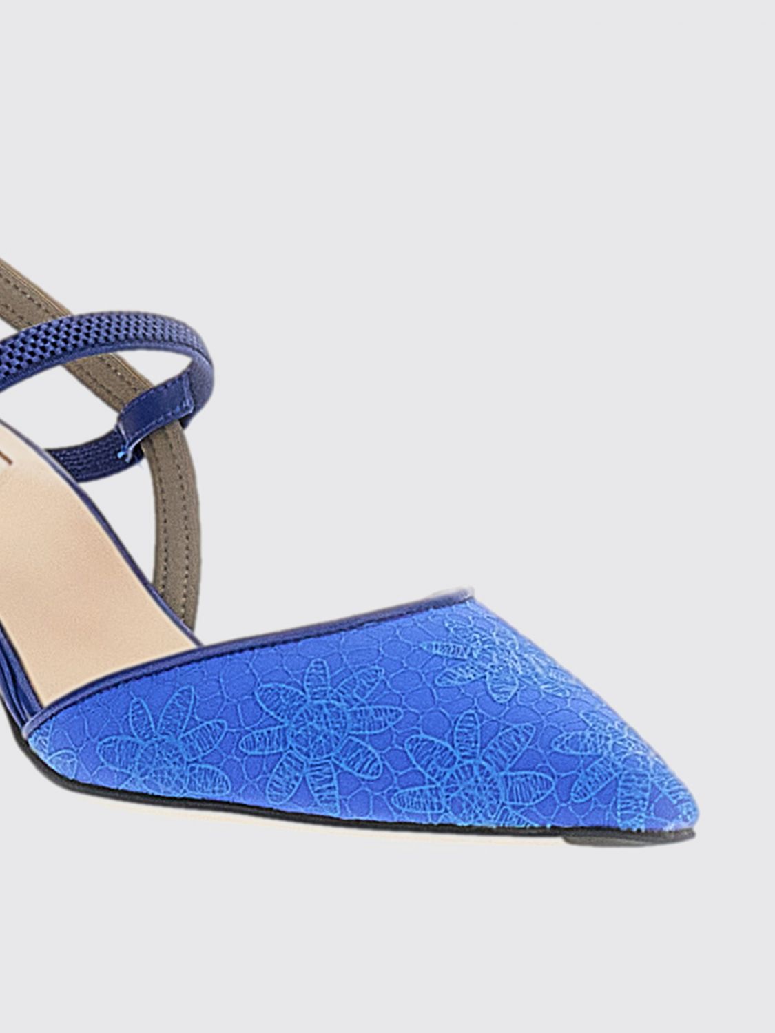 colibrì lite leather and fabric slingback with floral motif