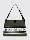 jacquard logo cotton shoulder bag with double leather handles