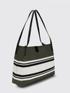 jacquard logo cotton shoulder bag with double leather handles