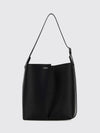 cylindrical calfskin leather shoulder bag with embossed logo