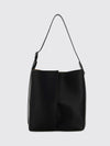 cylindrical calfskin leather shoulder bag with embossed logo