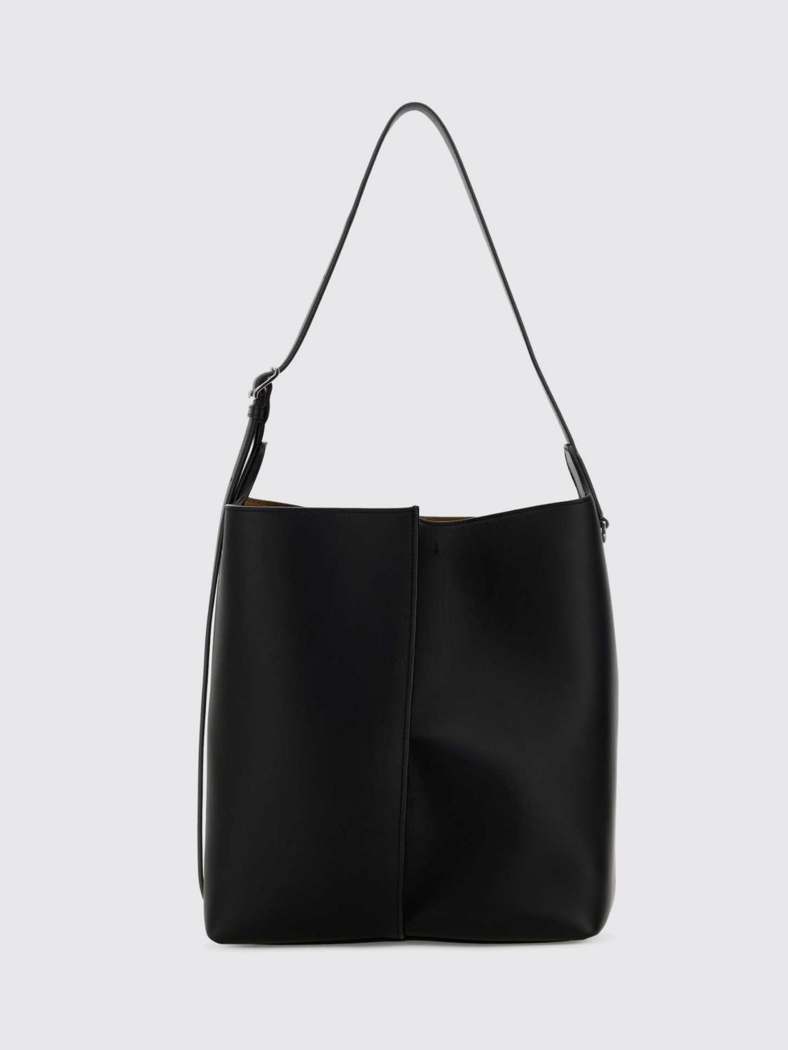 cylindrical calfskin leather shoulder bag with embossed logo