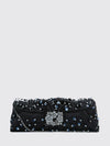 satin clutch with bead embroidery and chain strap