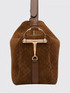 half horsebit suede bag with embossed gg monogram