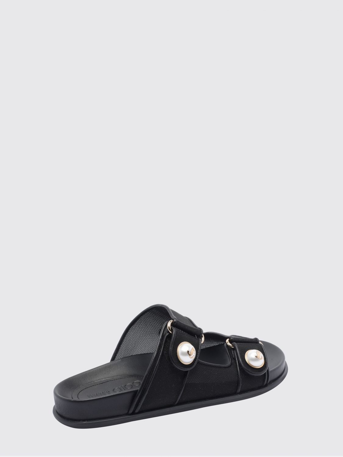 fayence pearl-embellished mesh low-heel sandals