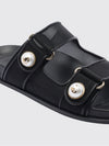 fayence pearl-embellished mesh low-heel sandals