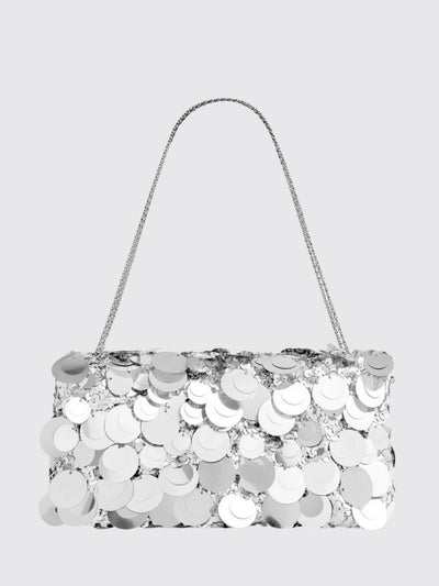 sparkle baguette shoulder bag with sequins and metallic mesh handle