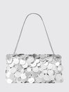 sparkle baguette shoulder bag with sequins and metallic mesh handle