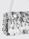 sparkle baguette shoulder bag with sequins and metallic mesh handle