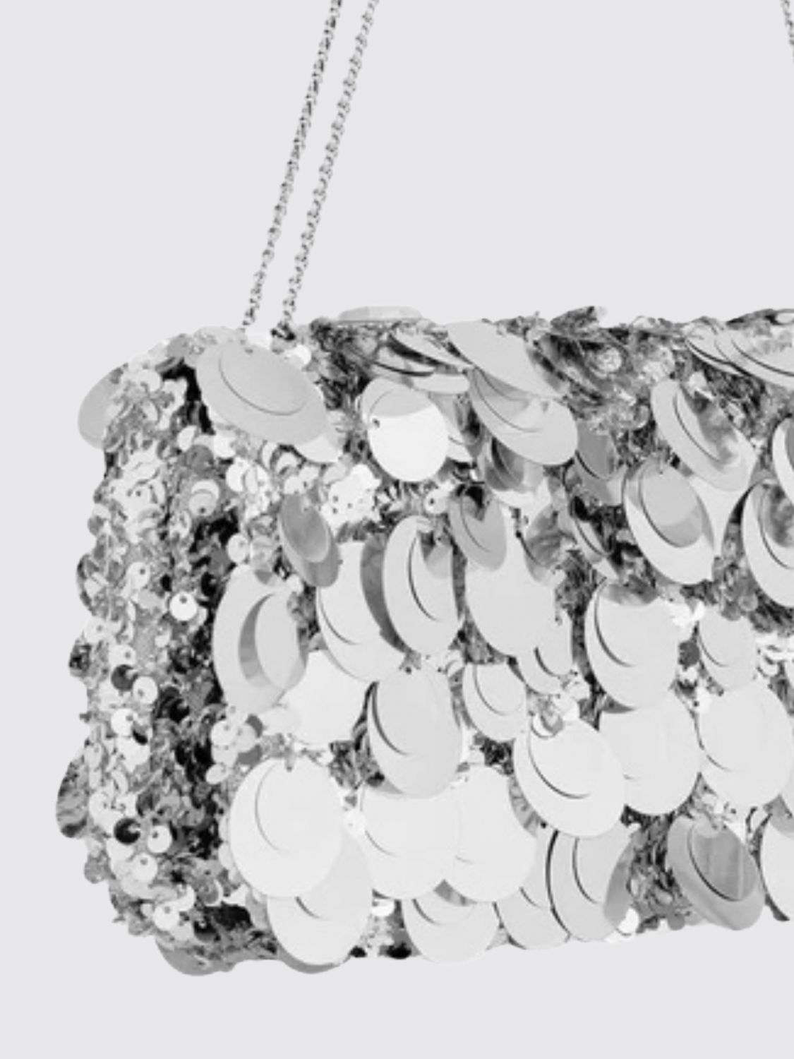 sparkle baguette shoulder bag with sequins and metallic mesh handle