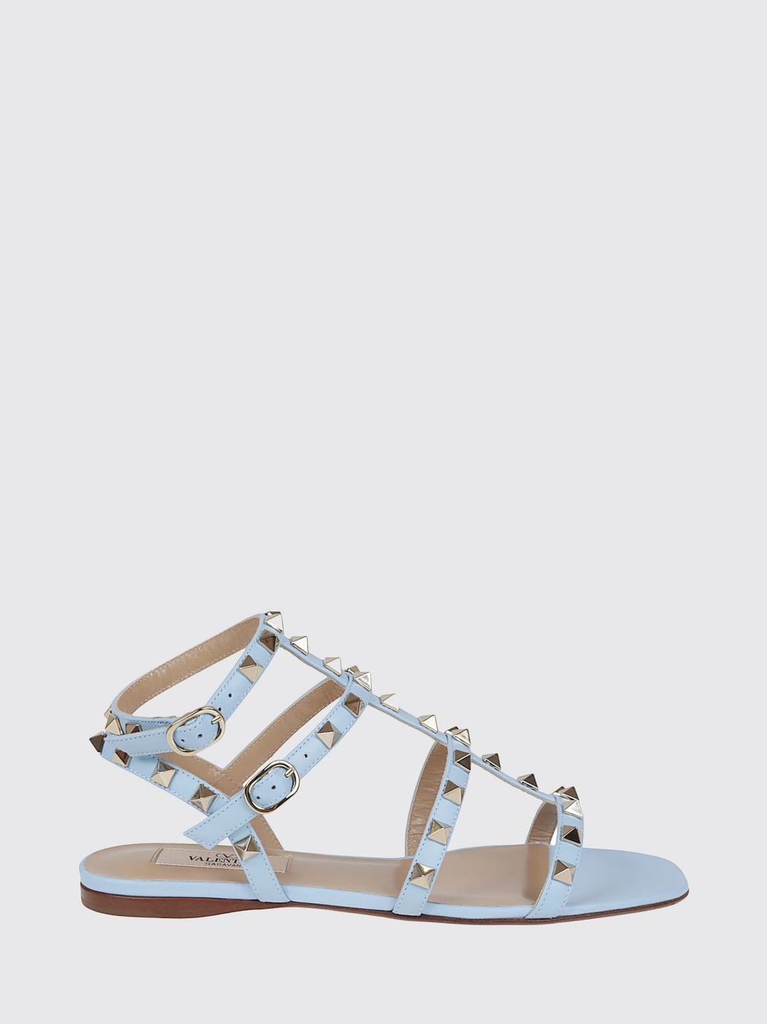 VALENTINO GARAVANI 36 rockstud low-heeled t-strap sandals in calfskin