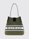 cotton blend shoulder bag with logo