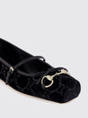 velvet horsebit ballerinas with gg rhinestone monogram