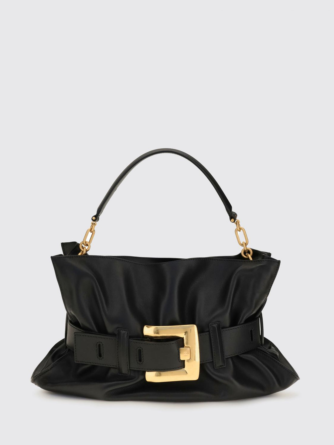 BALMAIN OS anthem medium ruched leather bag