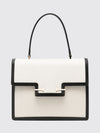 aube bicolor leather and canvas handbag