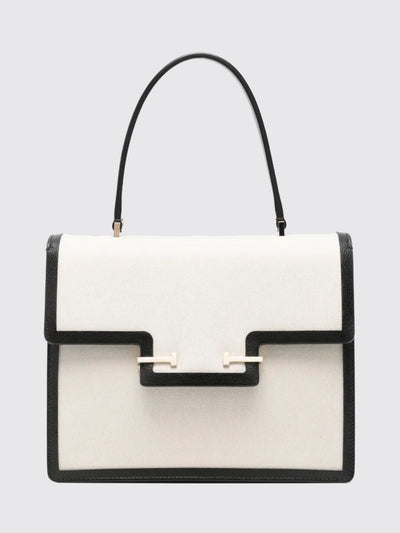 aube bicolor leather and canvas handbag