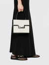 aube bicolor leather and canvas handbag