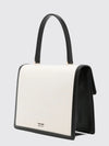 aube bicolor leather and canvas handbag