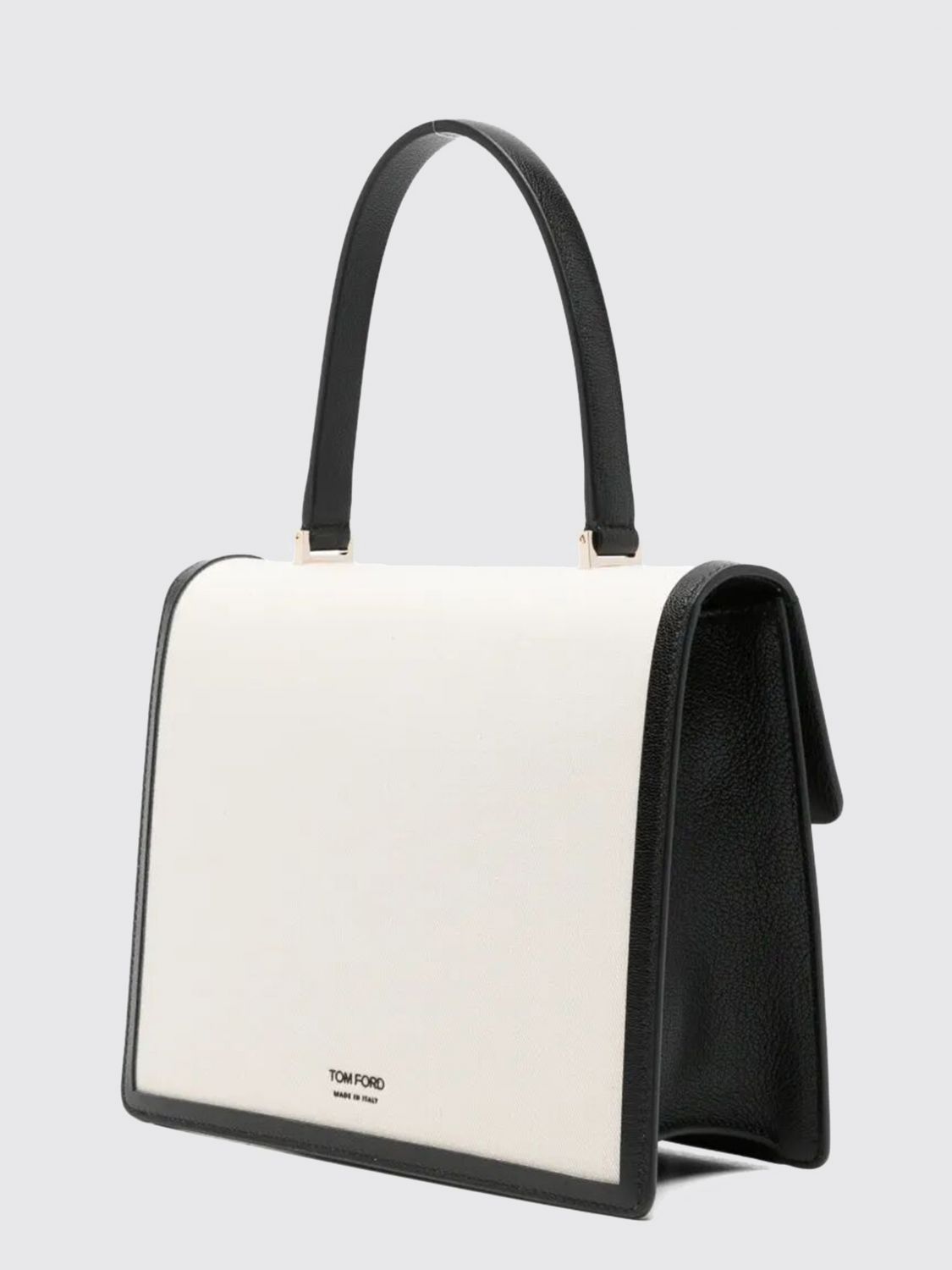 aube bicolor leather and canvas handbag