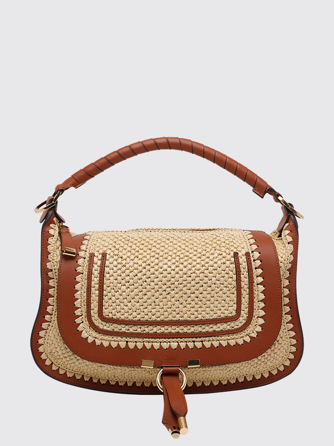 crochet raffia and leather marcie bag chloé