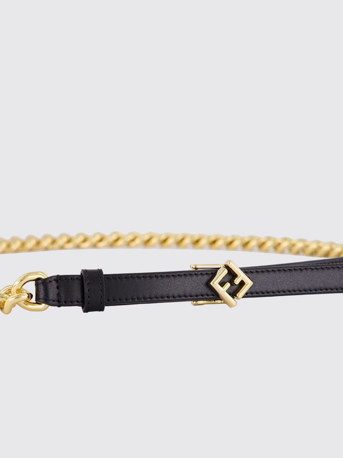 brass and leather ff diamonds belt
