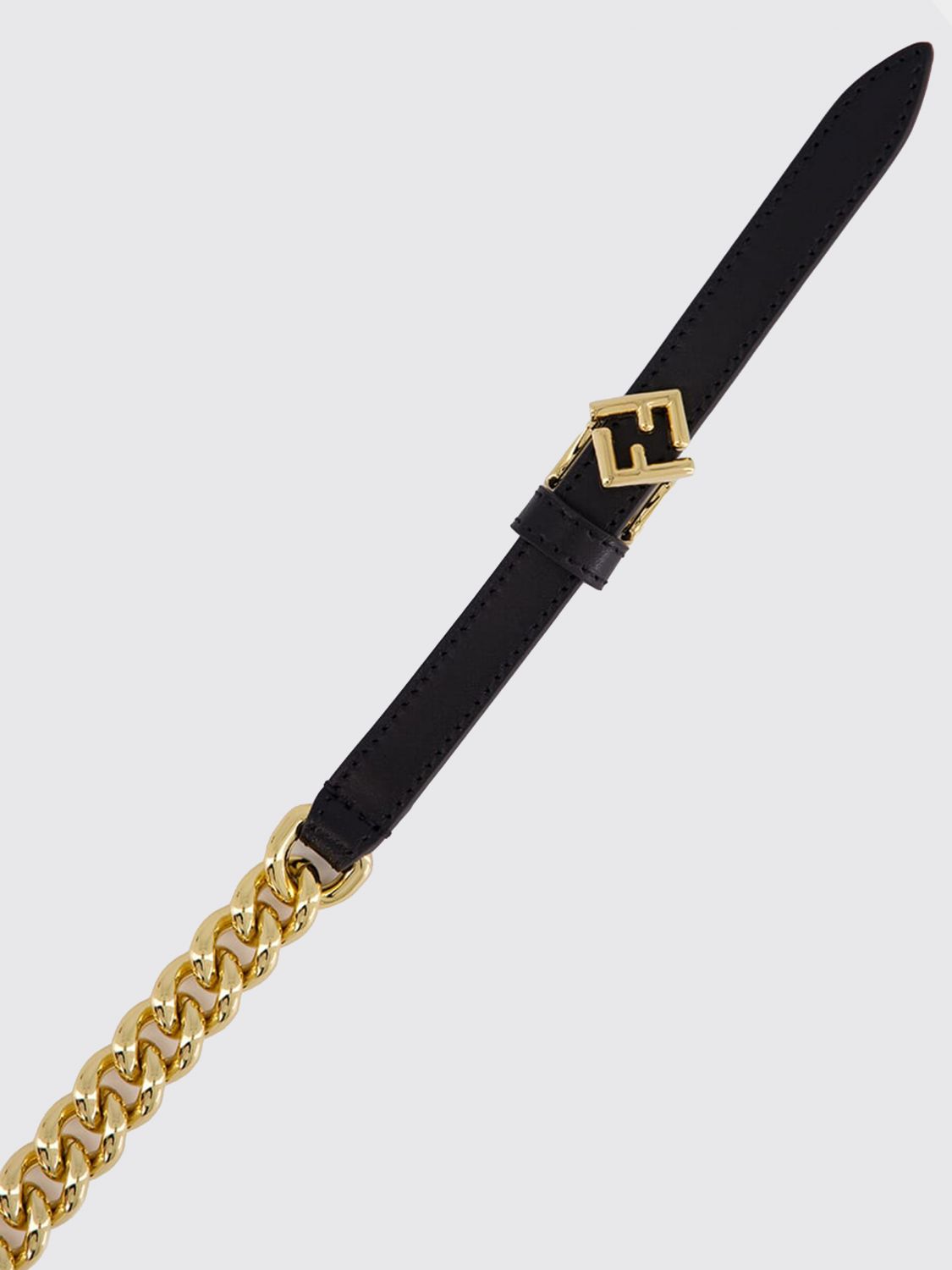 brass and leather ff diamonds belt