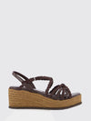nyra woven suede and leather wedge sandal