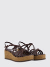 nyra woven suede and leather wedge sandal