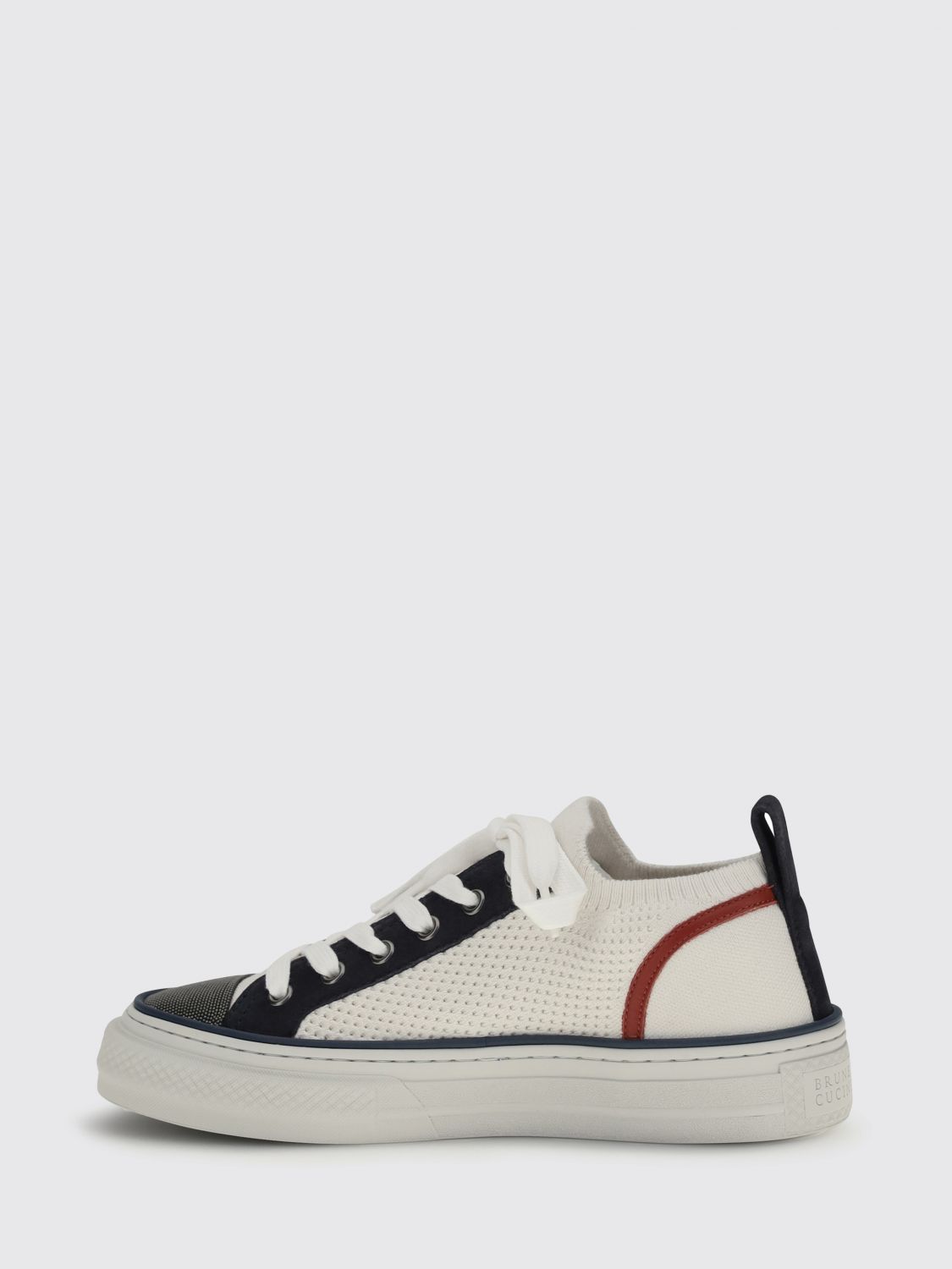 cotton knit and leather sneakers with monile