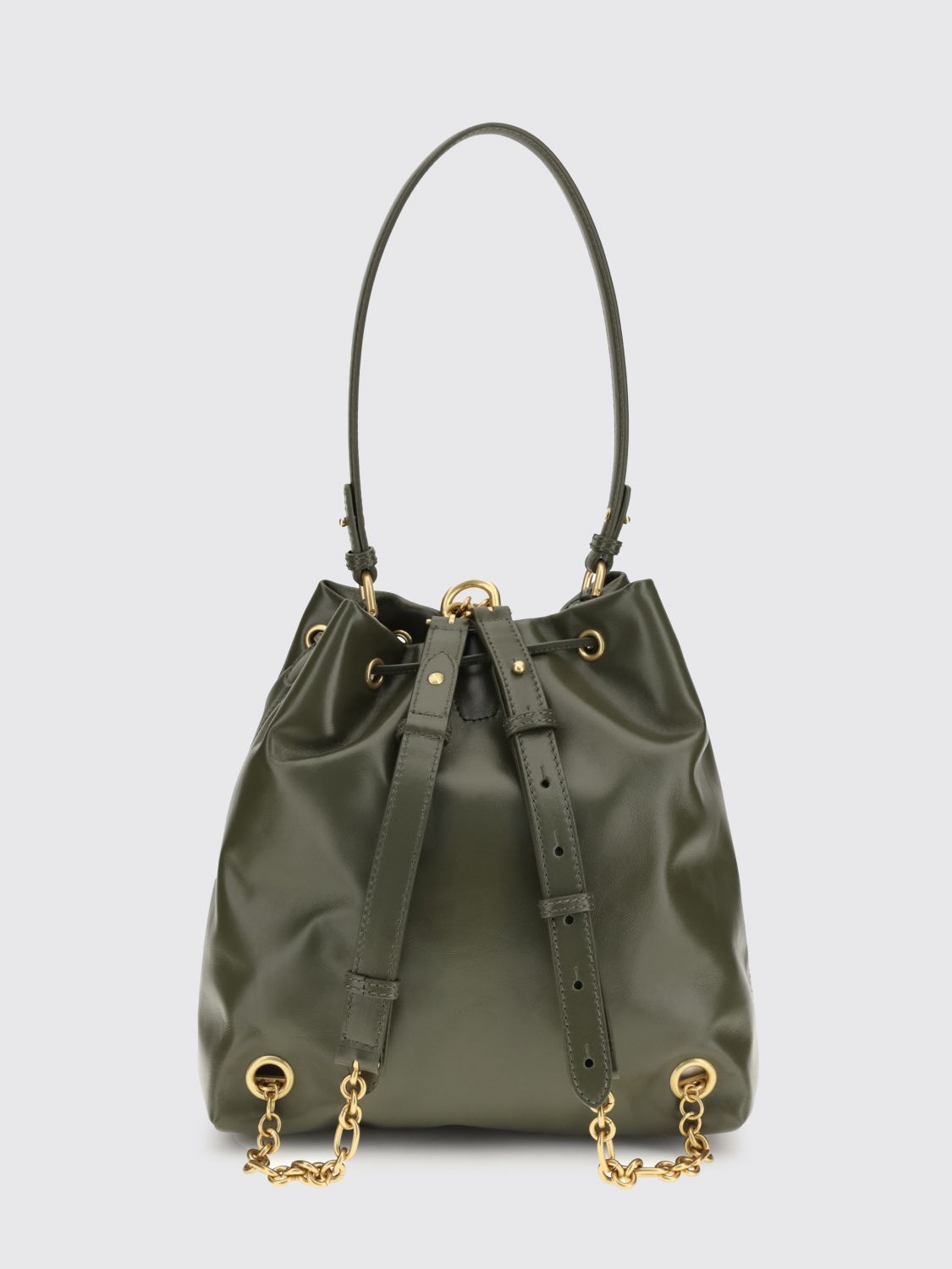 calf leather bucket backpack