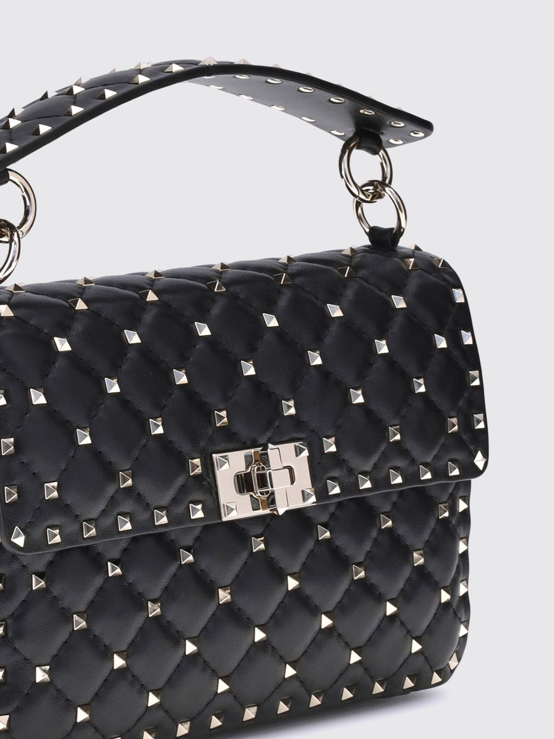 rockstud spike quilted leather bag