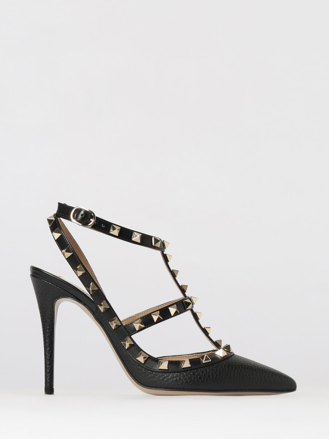 rockstud hammered leather pumps