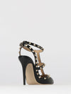 rockstud hammered leather pumps