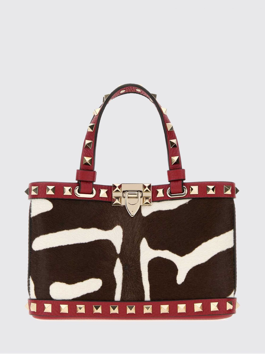 rockstud animalier pony skin and leather bag