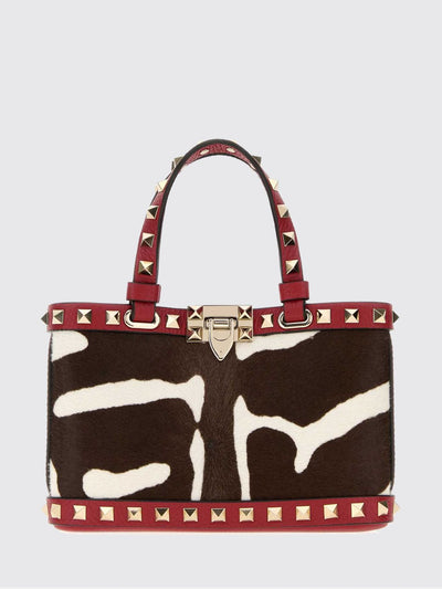 rockstud animalier pony skin and leather bag