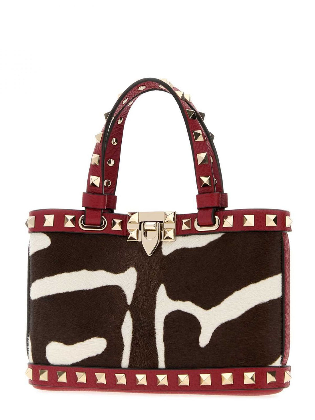 VALENTINO GARAVANI OS rockstud animalier pony skin and leather bag