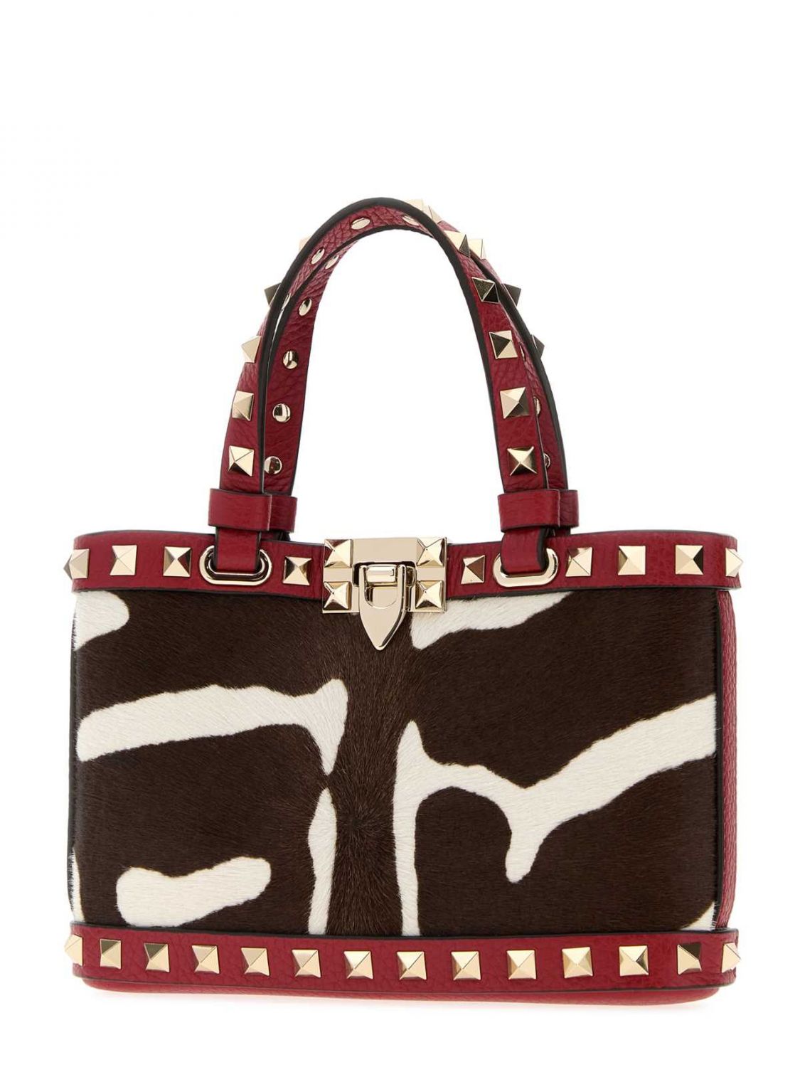 rockstud animalier pony skin and leather bag