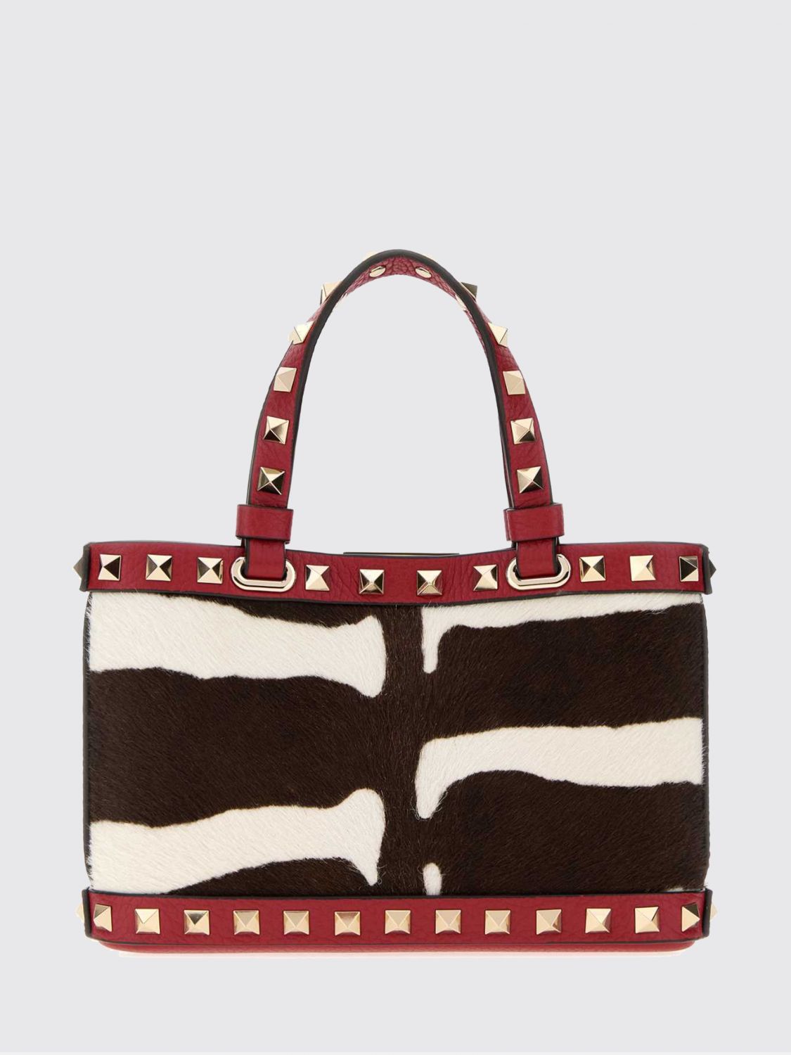rockstud animalier pony skin and leather bag