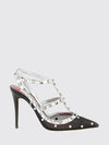 rockstud pump in mesh and leather with rhinestones and studs