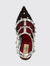 rockstud pump in mesh and leather with rhinestones and studs