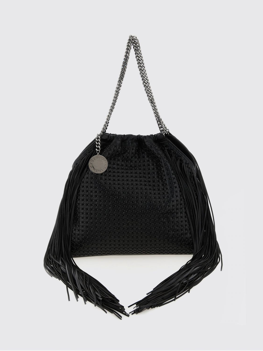 STELLA MCCARTNEY OS falabella braided faux leather bag with fringes