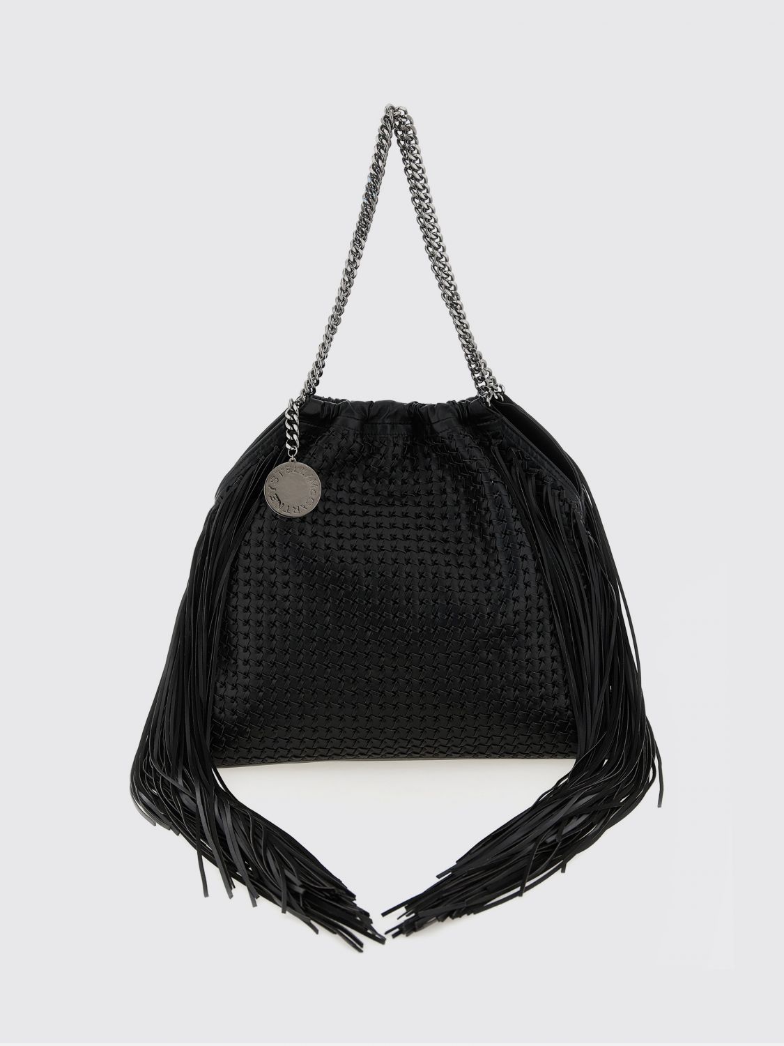 falabella braided faux leather bag with fringes