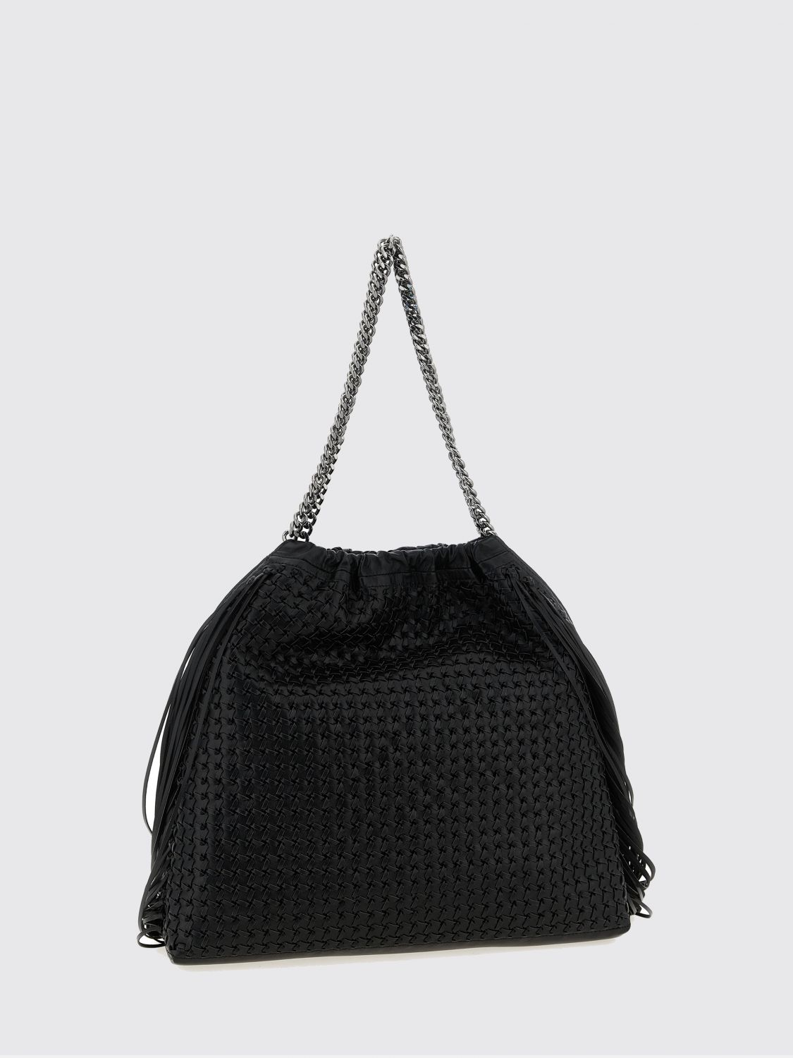 falabella braided faux leather bag with fringes
